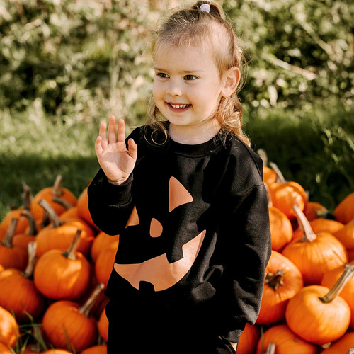 Eevi Dres dziecięcy Halloween czarny – bluza i spodnie, ciepła bawełna