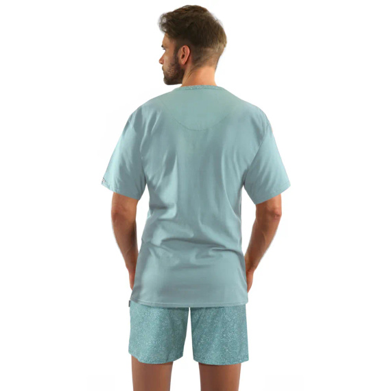 Bawełniana piżama męska, krótki rękaw i spodenki 2693/02 Sesto Senso - miętowy