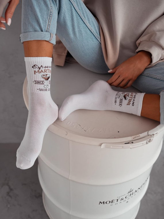 0200-156 Espresso Martini Skarpety damskie Milena -białe