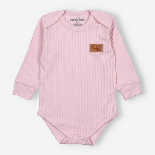 Dzianina prążkowana Body Lagarto Verde - różowy