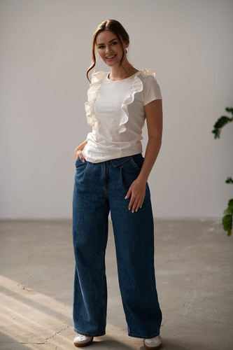 Bluzka do karmienia Milky Waves z krótkim rękawem Milk&Love śmietankowy