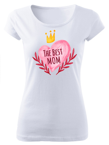 Koszulka damska "The best mom" Moocha biały