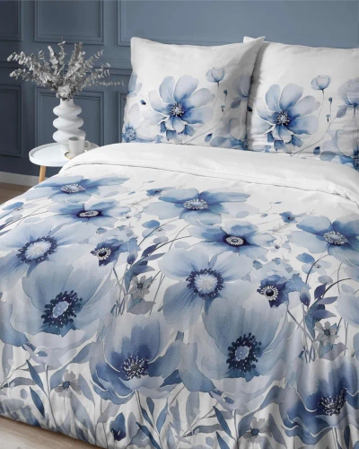 Pościel satynowa kwiaty 4923 A Home Satin Detexpol biały 