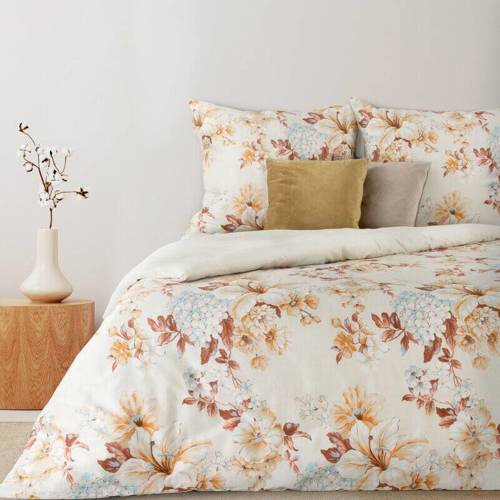 Pościel satynowa kwiaty Nelly 6 Eurofirany kremowy-rudy