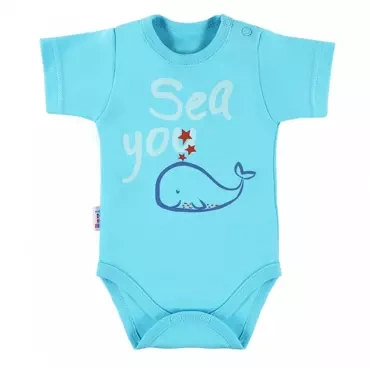 Body z krótkim rękawem "Little Sailor" Ewa Klucze -turkusowy