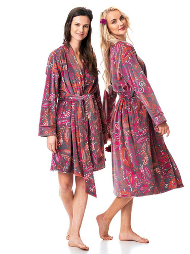 Szlafrok Damski LGD 782 Key - mocca/wzór