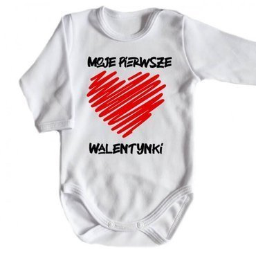 Body długi rękaw "Moje pierwsze Walentynki" Moocha biały