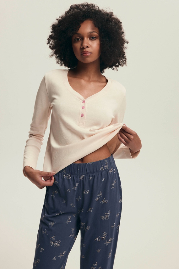 Delanie Henderson 43698 – piżama damska bawełniana, długi rękaw, klasyczny krój