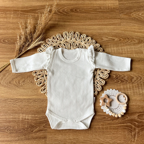 Body z długim rękawem BDAG003EkoBaby Mamatti - ecru