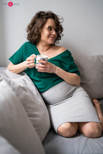 Tummy spódnica ciążowa z dzianiny w prążki Milk&Love dusty cedar