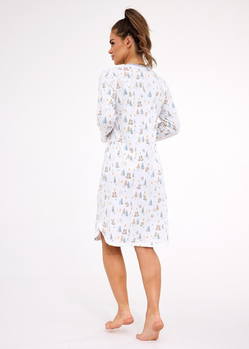 Cornette 777/436 Fox 3  ecru– damska koszula nocna bawełniana z zatrzaskami