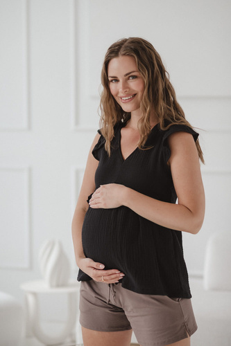 Bluzka ciążowa i do karmienia Milky Butterfly z bawełny Milk&Love czarny 