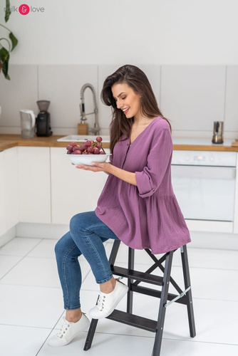 Tunika z muślinu organicznego Mother Nature Milk&Love wrzosowy