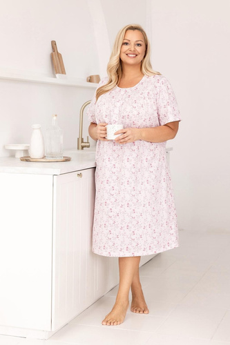 Bawełniana Koszula Nocna Damska Regina 018 – Naturalny Komfort Snu, Guziki i Lekki Krój Idealny na Każdą Noc