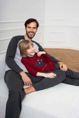 Piżama dla chłopca Morten Italian Fashion bordowy/c.melanż 