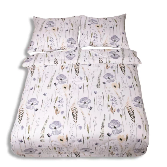Pościel flanelowa kwiaty F-90 Matex biały/niebieski