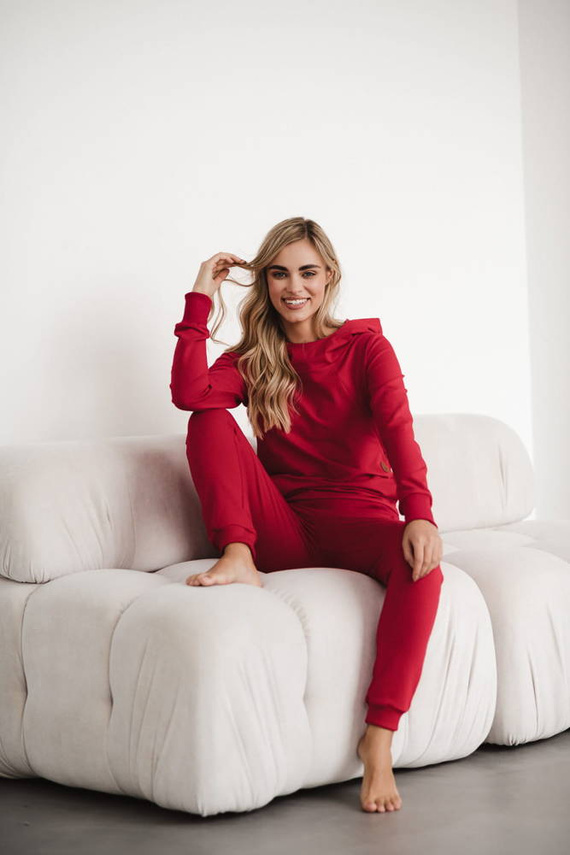 Dresowe spodnie ciążowe Milk&Love karminowa czerwień