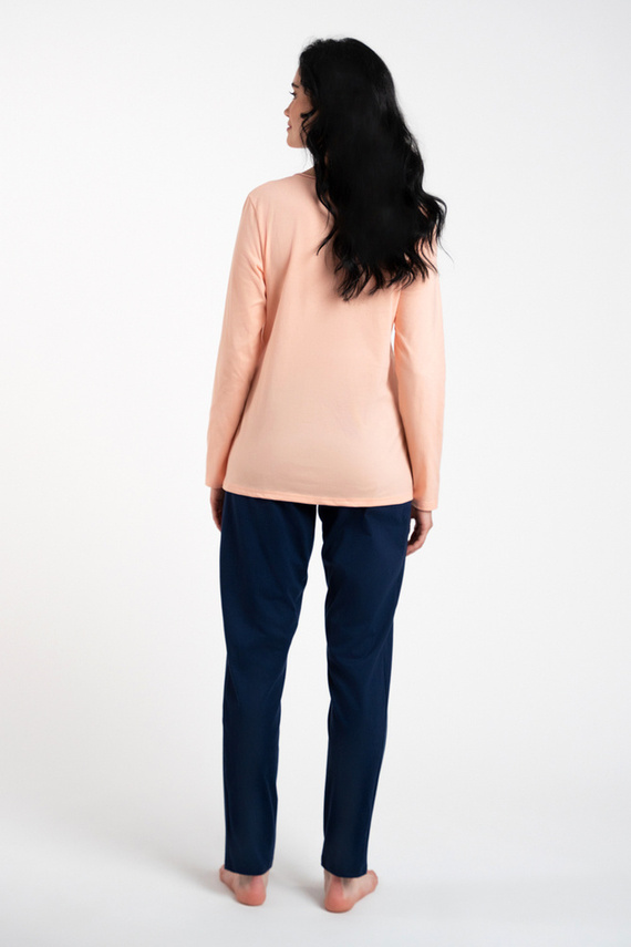 Piżama Damska długi rękaw, spodnie Arietta Italian Fashion - łosoś