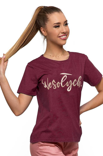 Bluzka damska z krótkim rękawem BD1600-601 Moraj - bordowy