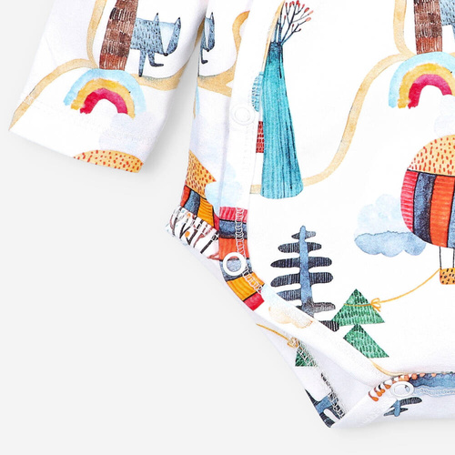 Body kopertowe z bawełny organicznej Kolorowy Las Nini druk