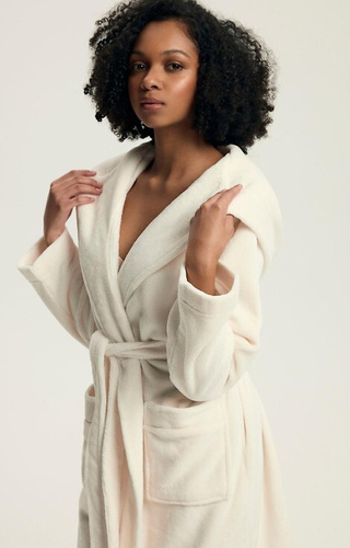 Szlafrok damski 43599 Darlan Henderson – krótki, soft, z kapturem