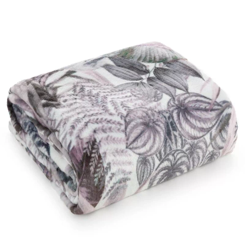 Koc narzuta liście Davos 2 Eurofirany fioletowy szary