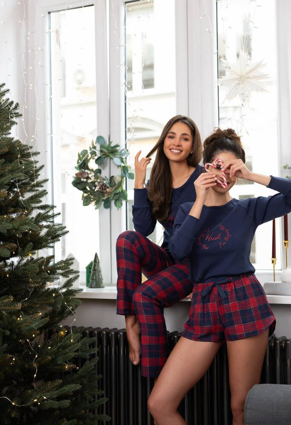 Piżama damska Clarissa Sensis -granatowy-czerwony