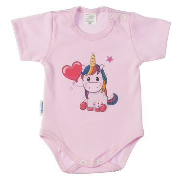 Body niemowlęce krótki rękaw Jednorożec Martex różowy