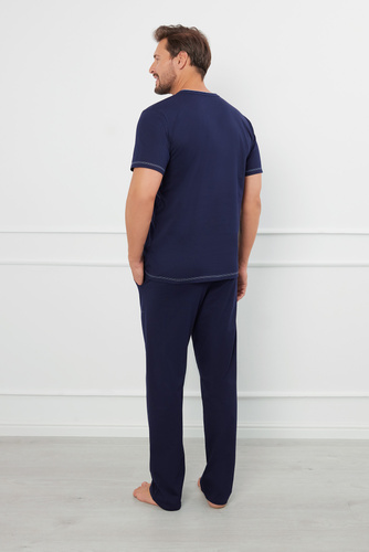Piżama Męska krótki rękaw, długie spodnie Salomon talian Fashion - granatowy/niebieski