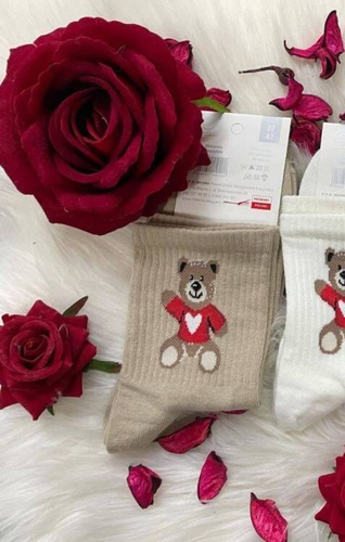 0200-144 Miś Walentynka Skarpety damskie Milena - Beżowy