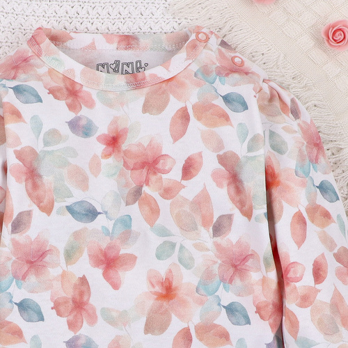 Body z bawełny organicznej Kolorowe kwiatki Nini druk