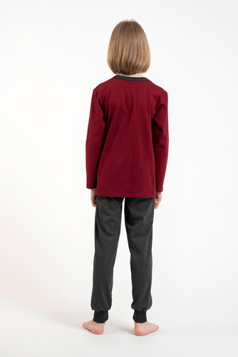 Piżama dla chłopca Morten Italian Fashion bordowy/c.melanż 