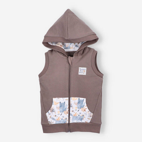 Kamizelka z bawełny organicznej Skarby Jesieni Nini brązowy 