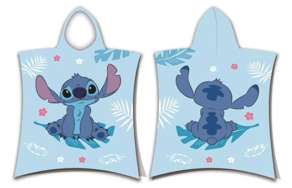Poncho dziecięce Lilo and Stitch niebieskie | Ręcznik z kapturem Disney Jf24 | Na basen, kąpiel, plażę