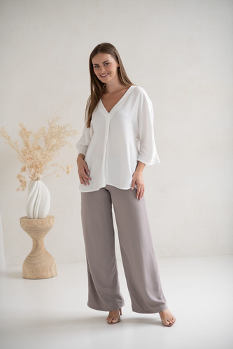 Milk&Love Bluzka ciążowa i do karmienia Mamafullness biały– wiskoza, oversize, rękaw 3/4