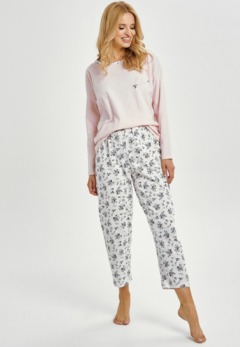 Taro 3450 Ella piżama damska różowa 100% bawełna z długim rękawem