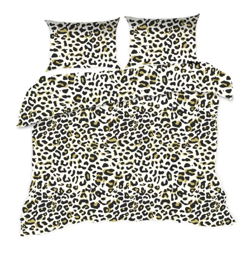 Komplet pościeli bawełnianej Classic E24 Karo 1383N panterka czarna beżowa – 100% bawełna, mocny splot, 2 elementy