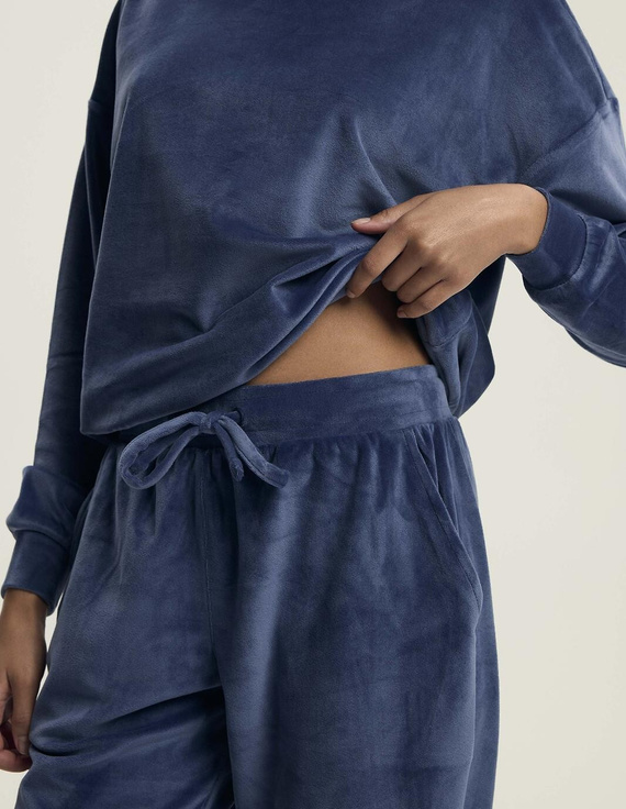 Delanie Henderson 43722 navy – piżama welurowa damska, komplet długi