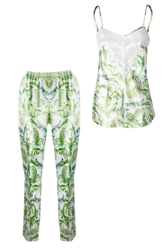 Piżama Damska Satynowa Flowers DKaren - DK-KC 3 biały