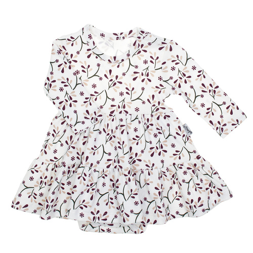 Sukienko-body Nicol Alisa 217159 – długi rękaw, bawełna, wzór kwiatowy