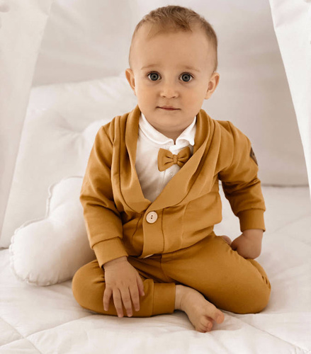 169404 Mix Komplet 5-częściowy nadruk Nicol - musztardowy