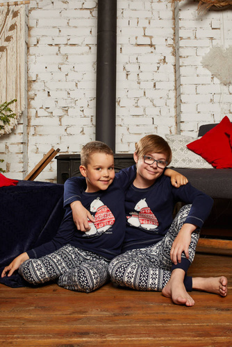 Piżama dziecięca długi rękaw, spodnie Arktyka Italian Fashion - granat