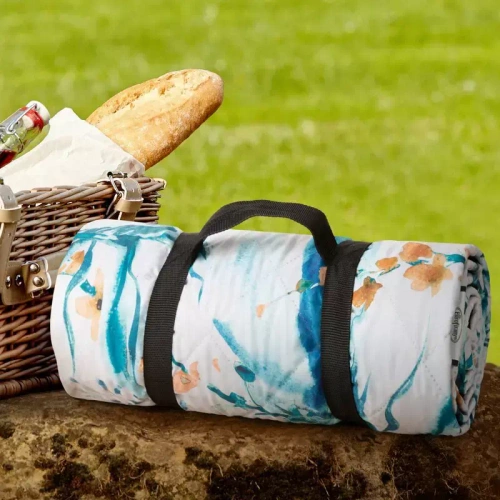 Koc piknikowy Kwiaty Eurofirany turkusowy