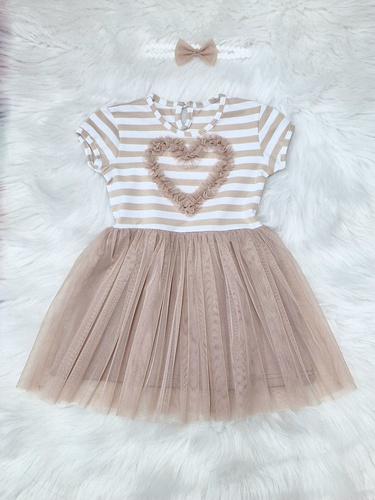 Sukienka krótki rękaw Gracja Bambarillo beżowy