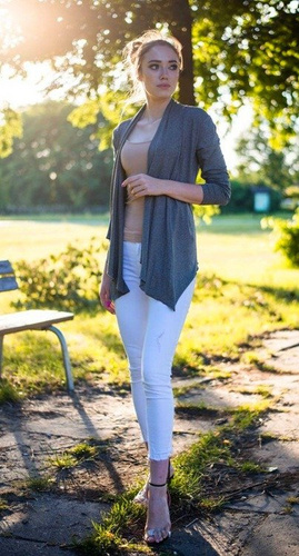 501 Kardigan Sweterek Damski MIRACLE - szary melanż