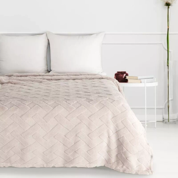 Koc narzuta z mikrofibry Caro Designe91 beżowy