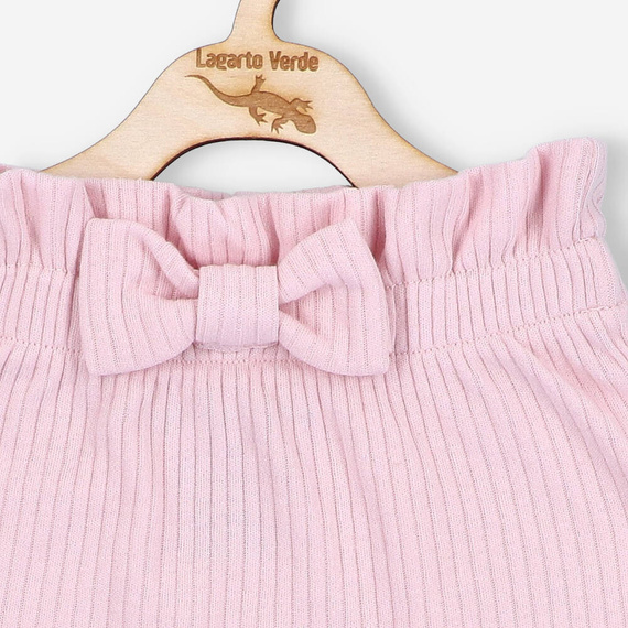 Spodnie prążkowane z kokardą Lagarto Verde - różowy