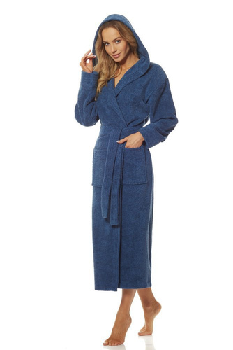 Długi Szlafrok Damski Frotte 2102 L&L - navy 