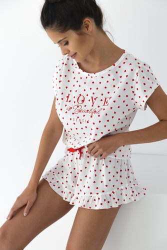 Piżama Damska Justine Sensis - czerwony-śmietankowy