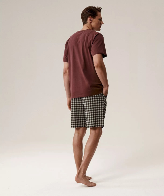 Bawełniana piżama męska NMP-397 – krótki rękaw, przewiewna, idealna na lato